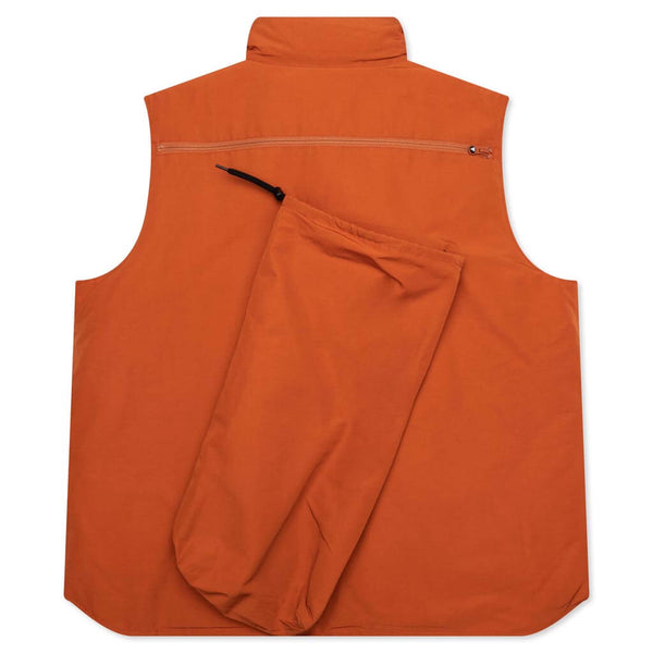 Multi-Pocket Zipped Down Vest - Orange