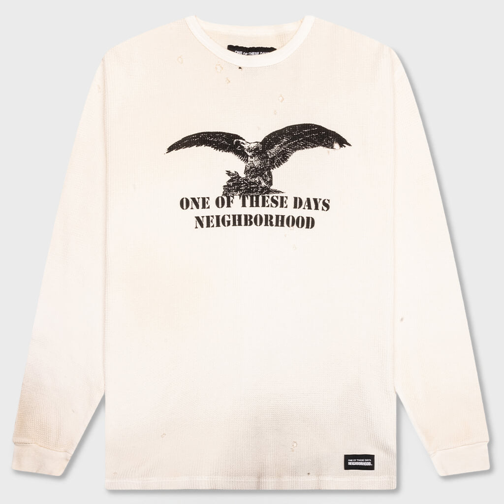 Waffle Fabric L/S Crewneck - White