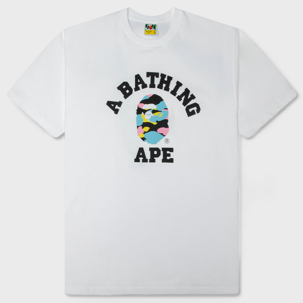 New Multi Camo College Tee - White