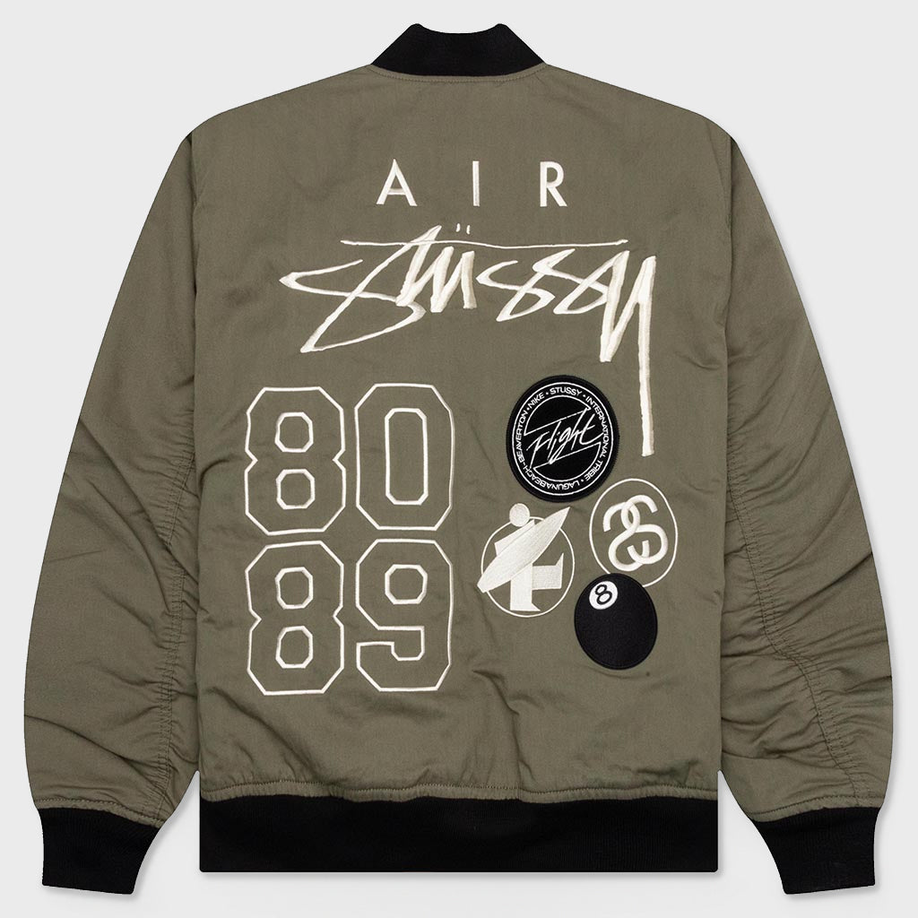 Nike x Stüssy Reversible Varsity Jacket - Medium Olive/Bright