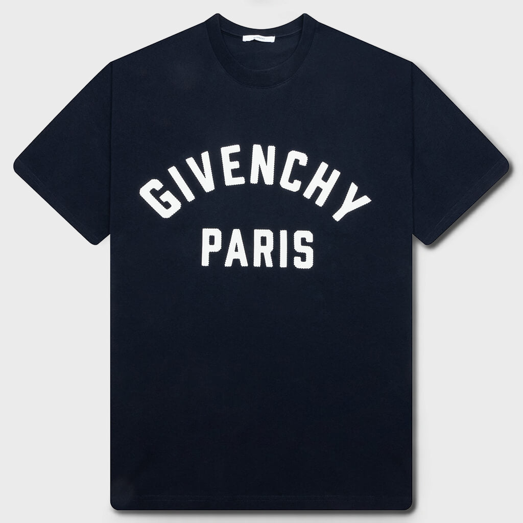 Patch Silk T-Shirt - Navy/White