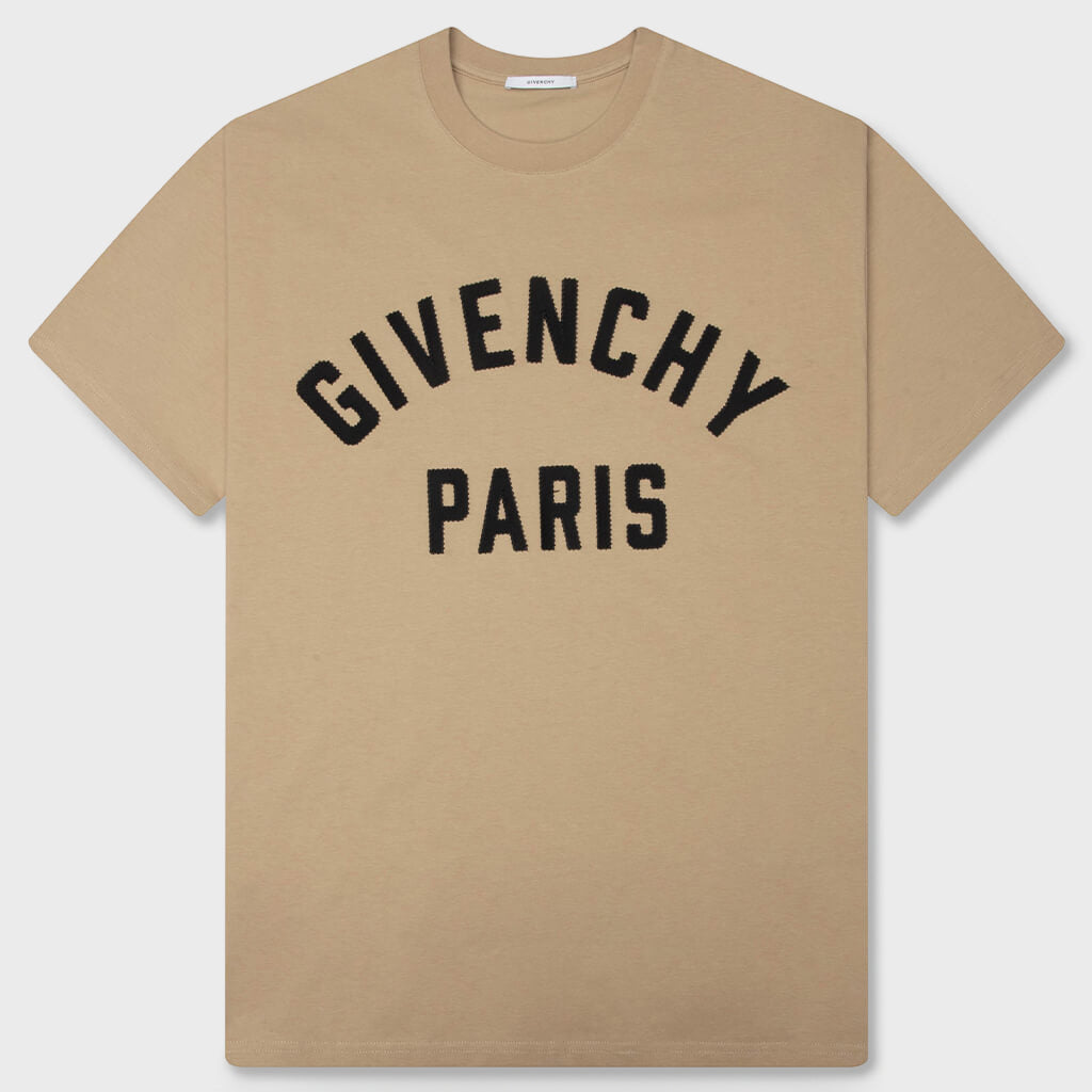 Patch Silk T-Shirt - Beige/Black