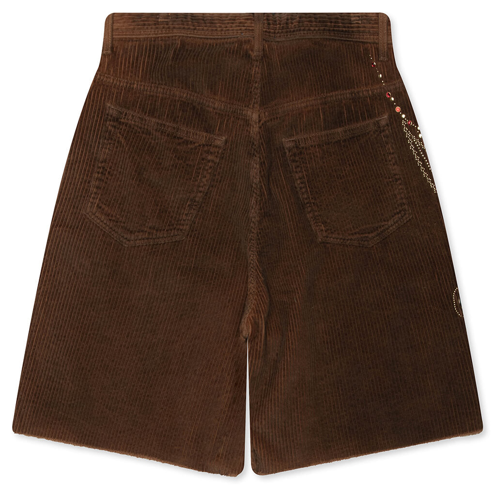 Patchwork Corduroy Shorts - Brown – Feature