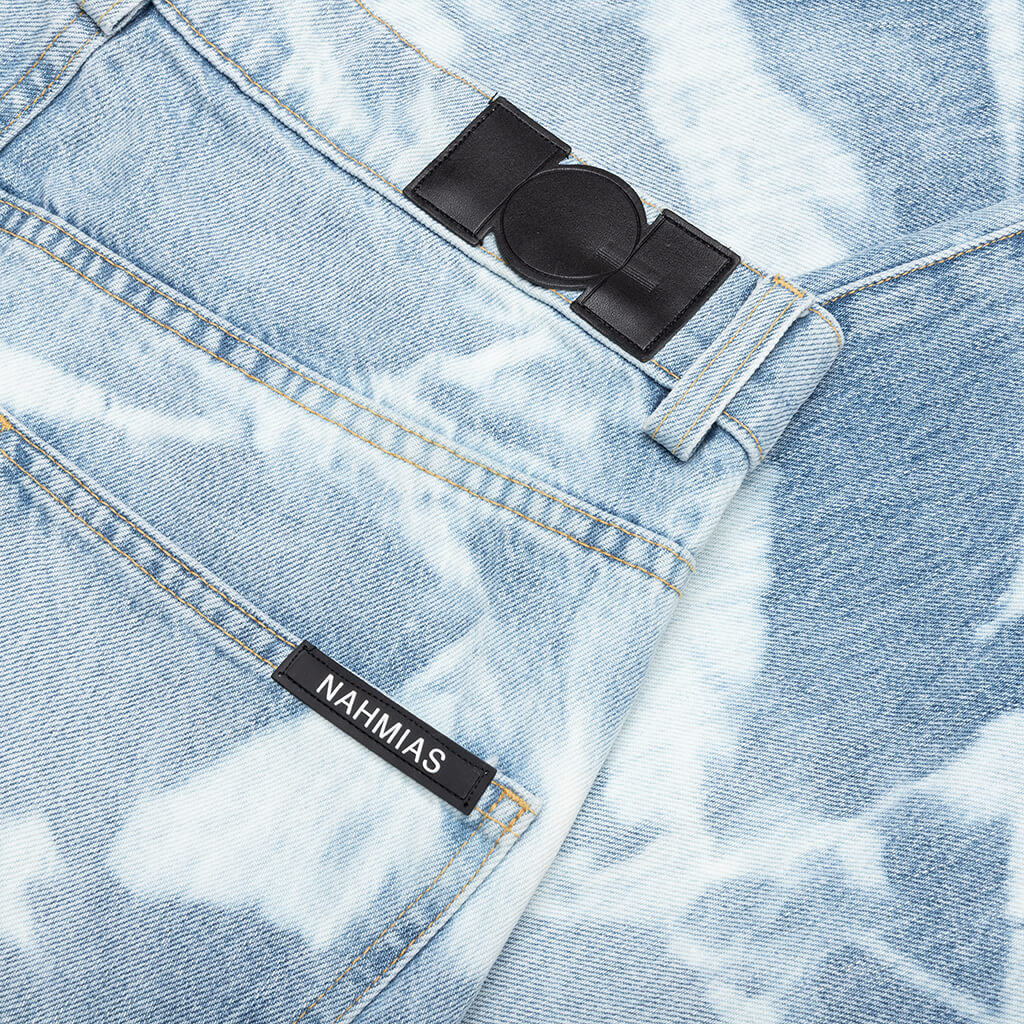 Patterned Bleach Baggy Jeans - Light Wash – Feature