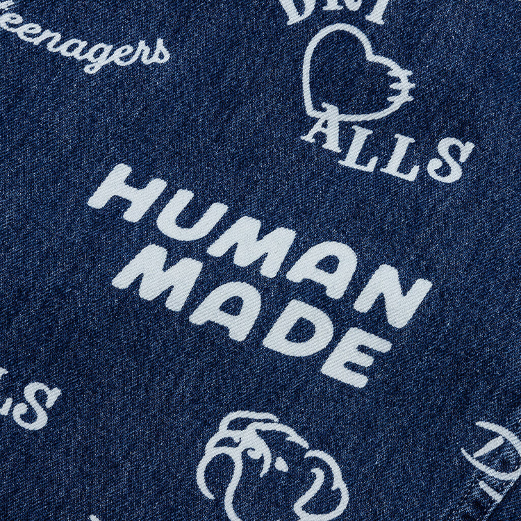 Printed Denim Baggy Jeans - Indigo – Feature 