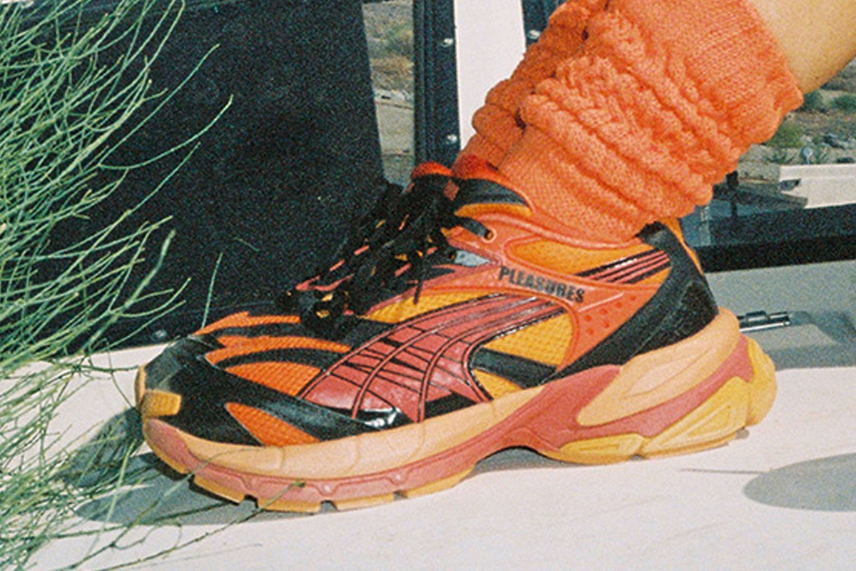 Puma x Pleasures Velophasis Layers Men\'s 11.5 Orange Red Cayenne Pepper Runner Puma x PLEASURES Velophasis Layers | 393301-02 | AFEW STORE main image 2