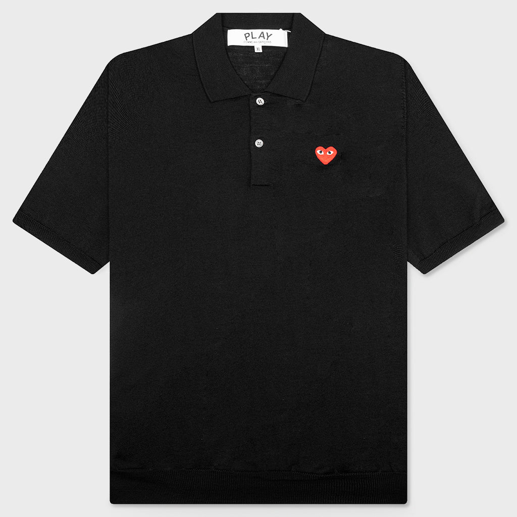 Red Emblem S/S Polo Neck - Black