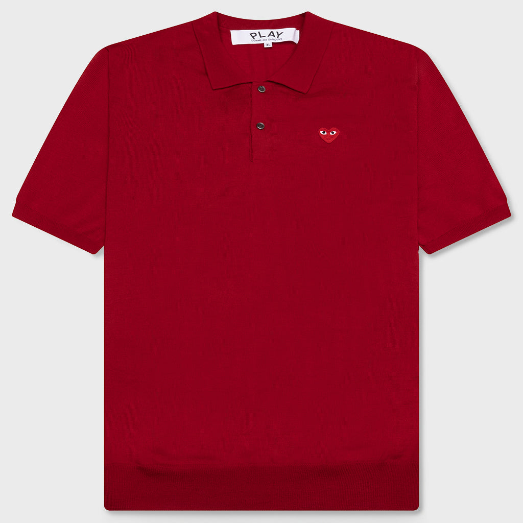 Red Emblem S/S Polo Neck - Red