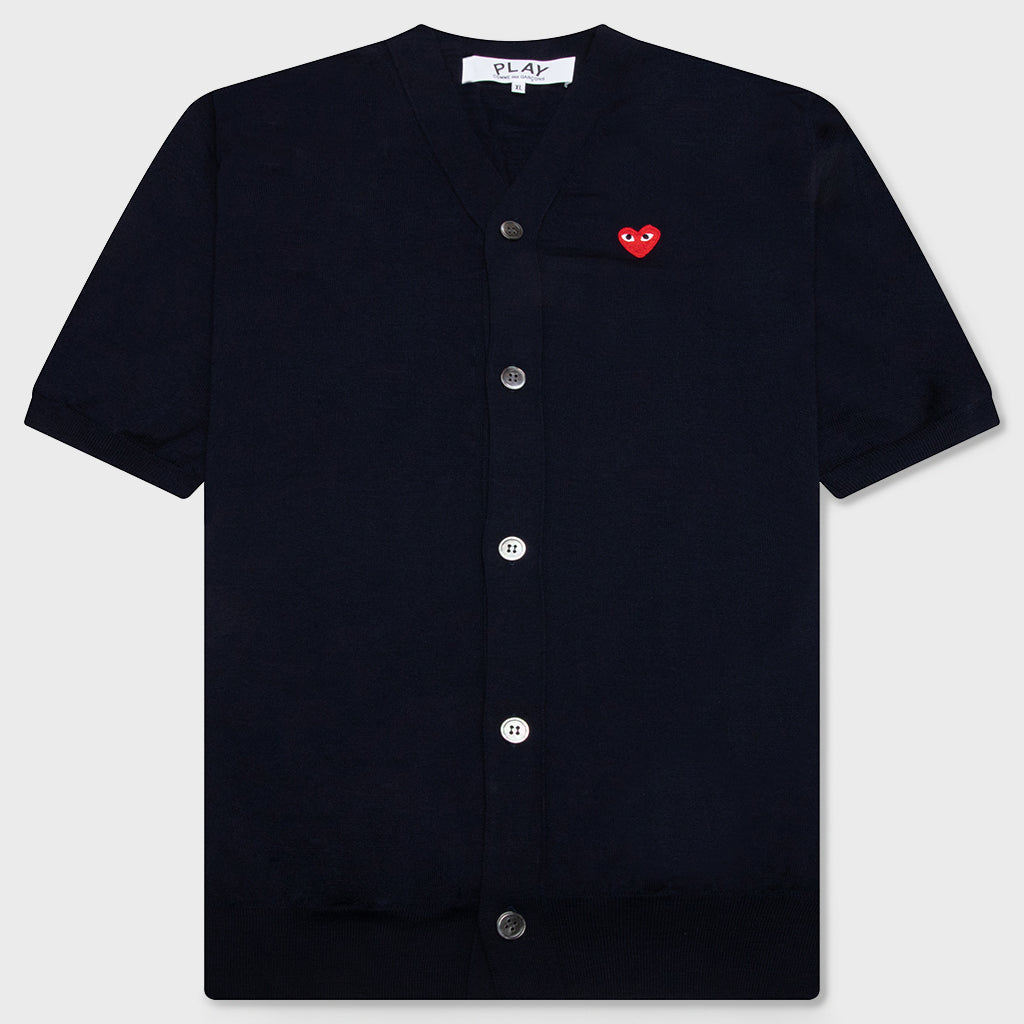 Red Emblem S/S V Neck Cardigan - Navy