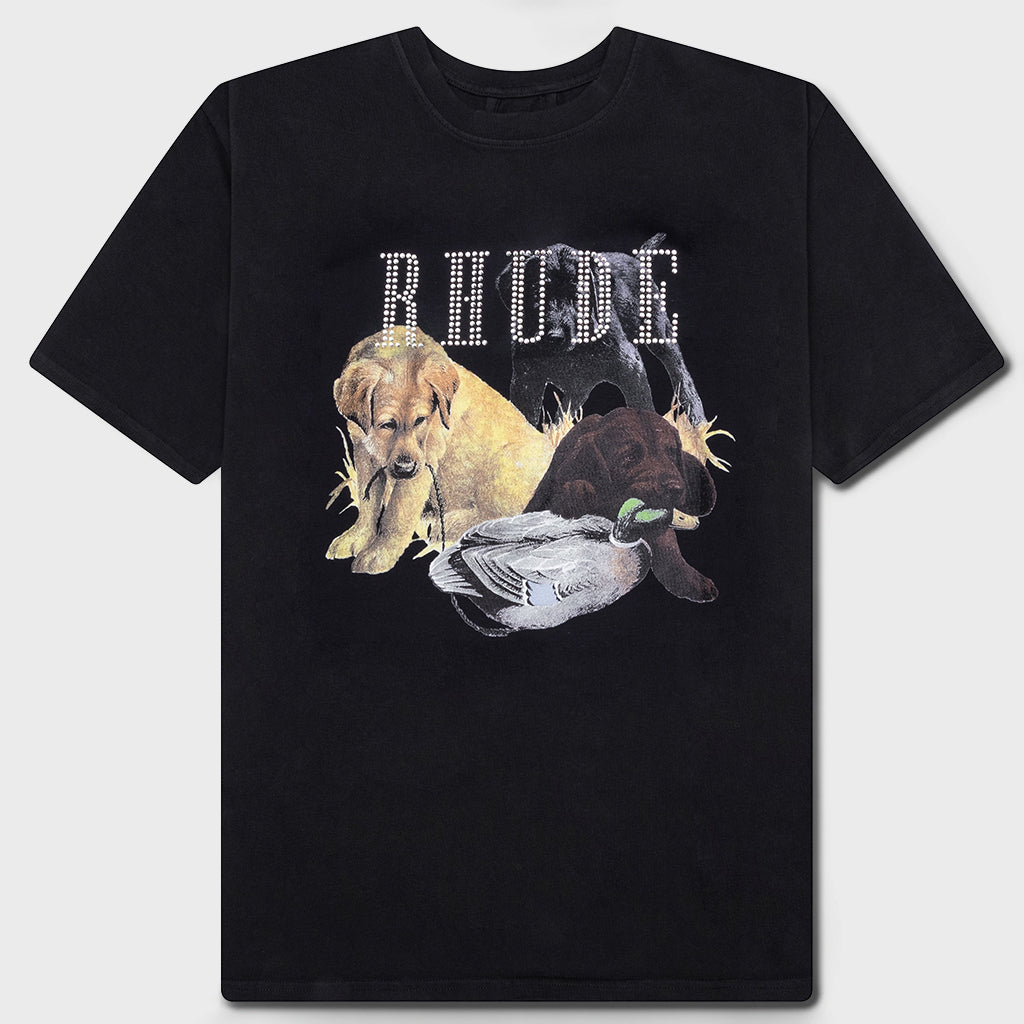 Rhinestone Hunting Dog Tee - Vintage Black