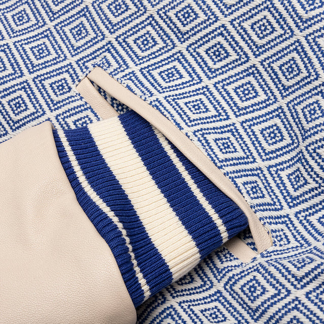 Jacquard Lightning Bomber - Multi Blue/Ivory – Feature