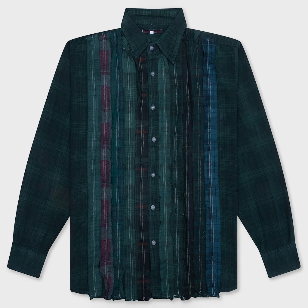 Ribbon Over Dye Flannel Shirt - Dark Green