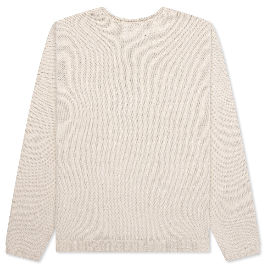 トップス Stussy Roll V-Neck Logo Sweater S Stussy Roll V-Neck Logo Sweater, natural - Tiki Room Skateboards