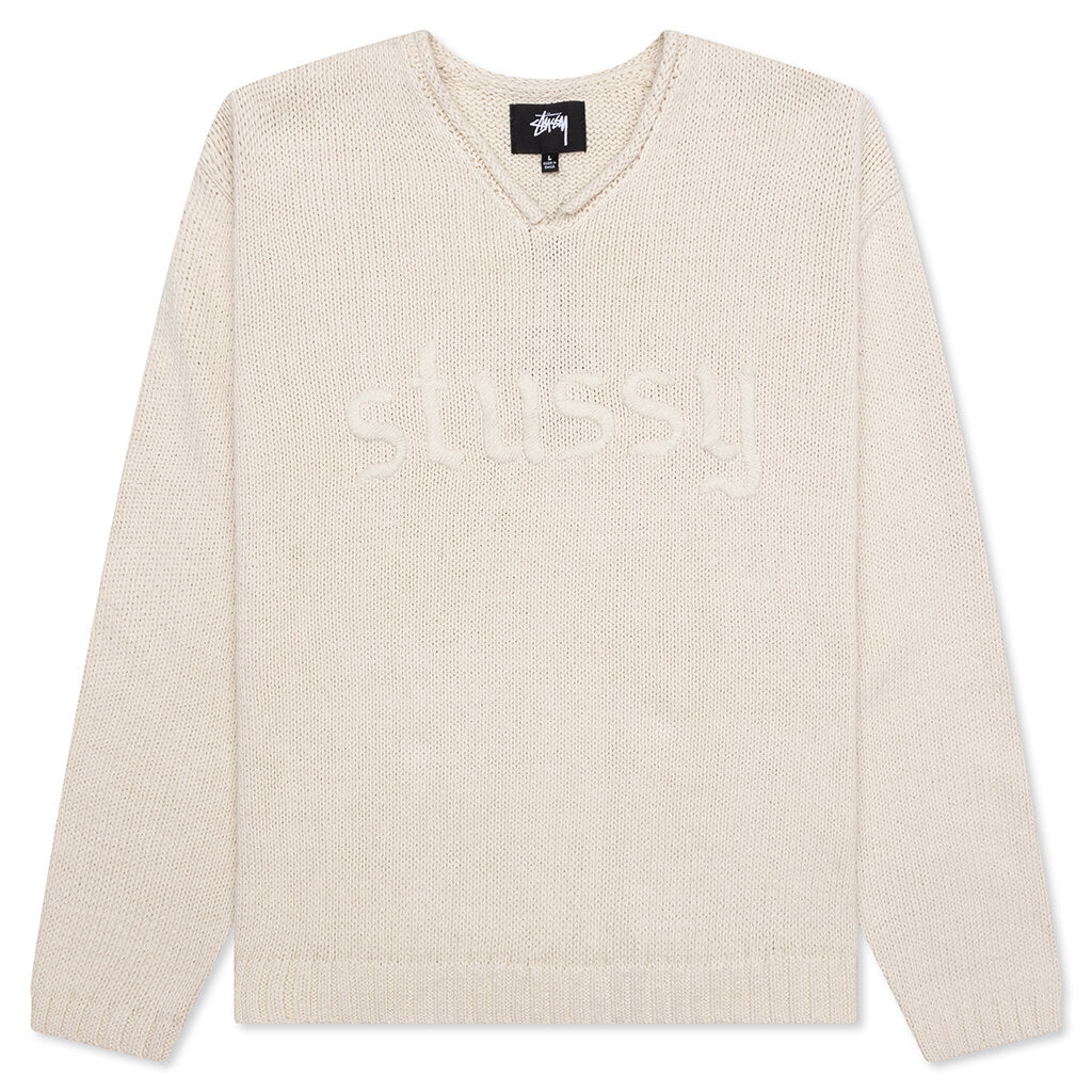 Roll V-Neck Logo Sweater - Natural – Feature