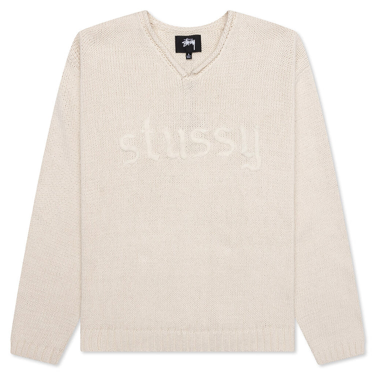 Roll V-Neck Logo Sweater - Natural – Feature