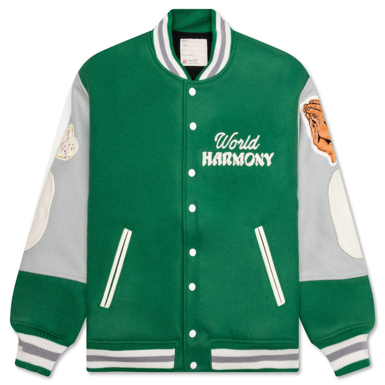 Saint Michael x Shermer Academy Pigeon Varsity Jacket - Green 
