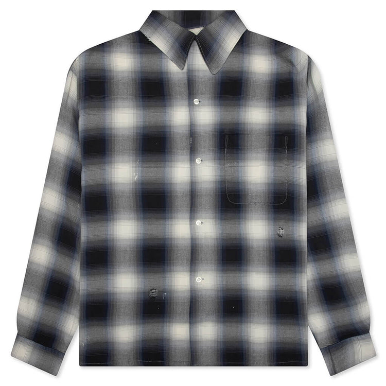 Saint Michael x Lastman Mx6 Checkered L/S Buttonup Shirt - Navy 