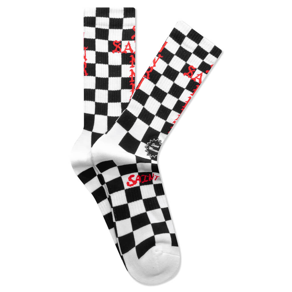 Saint Sinner Socks - Black/Red – Feature