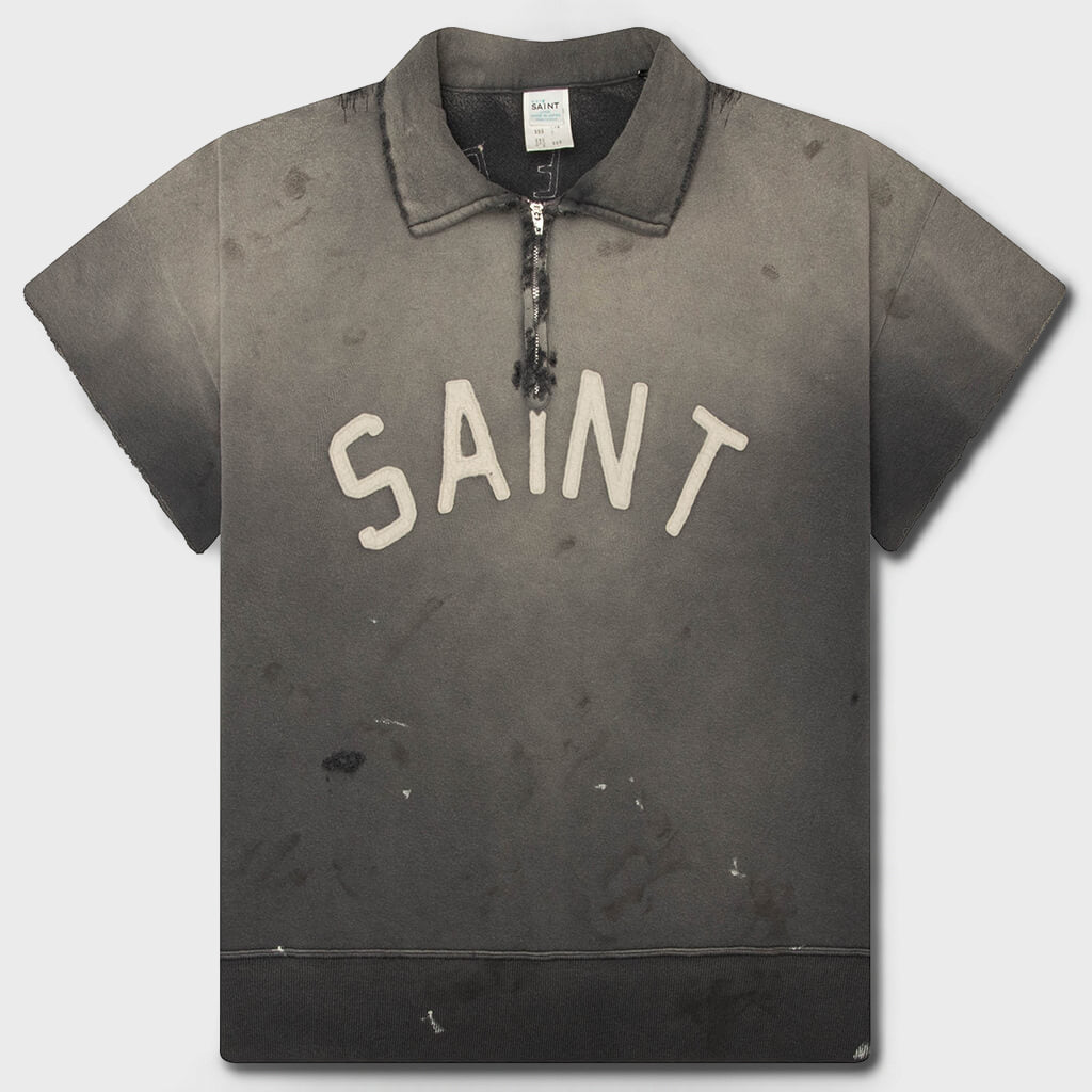 Saint S/S Half Zip Sweat Polo - Charcoal
