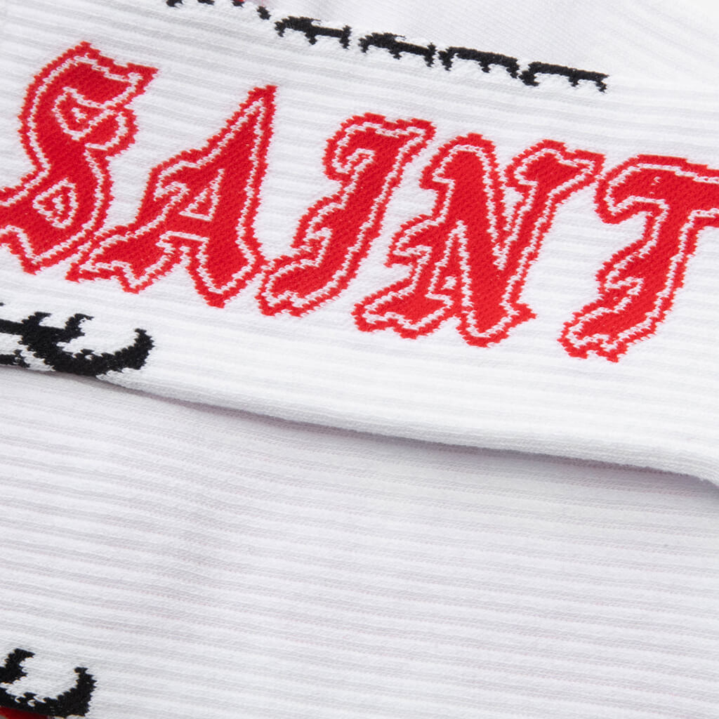 Saint Socks - White/Red – Feature