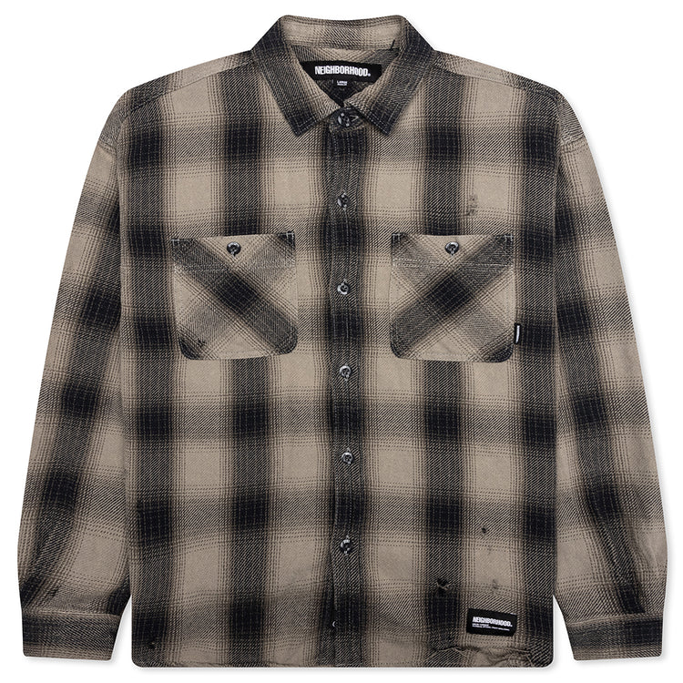 Savage Block Hombre Check Shirt LS - Greige – Feature