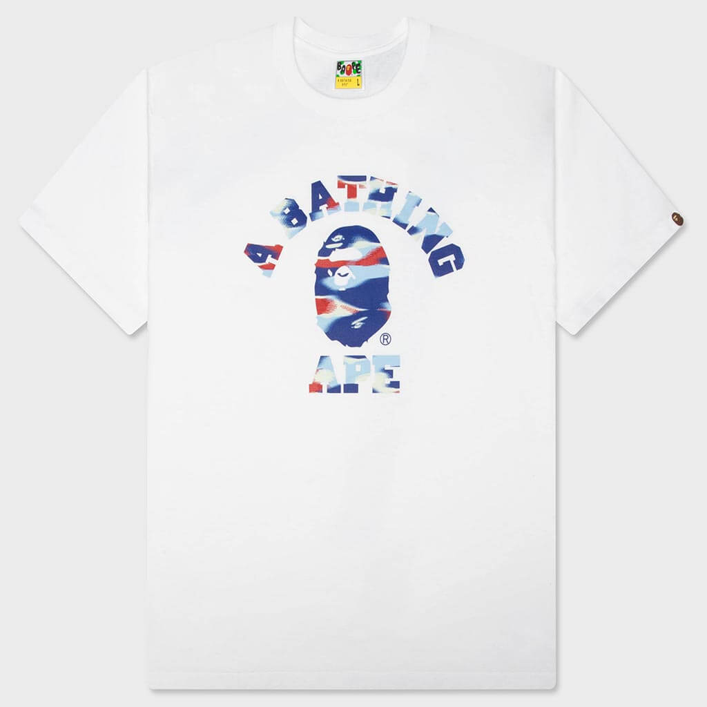Screen Camo College Tee - White/Blue