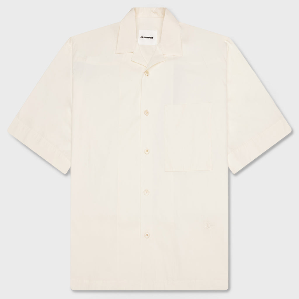 Glass Finish Cotton Poplin Shirt - Eggshell