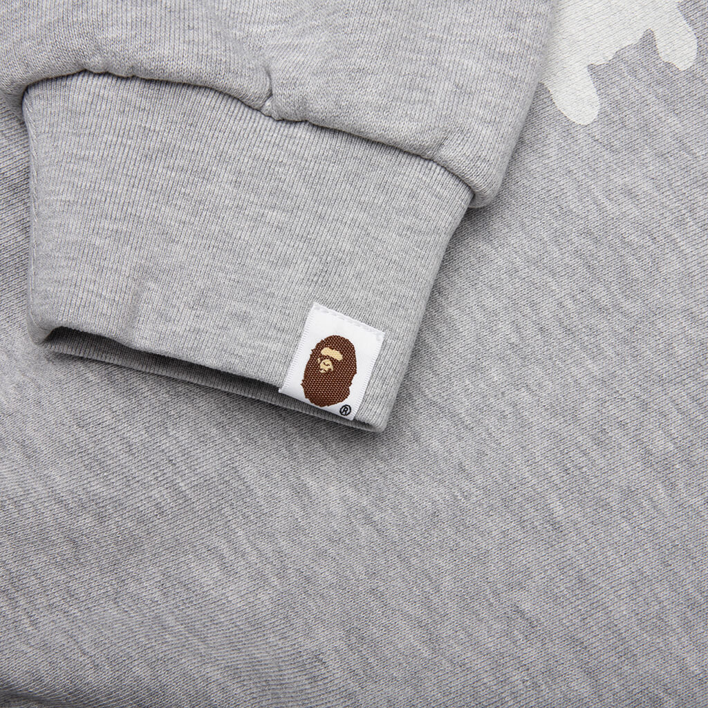 Skeleton Shark Heavy Washed Cropped Fit Full Zip Hoodie - Gray