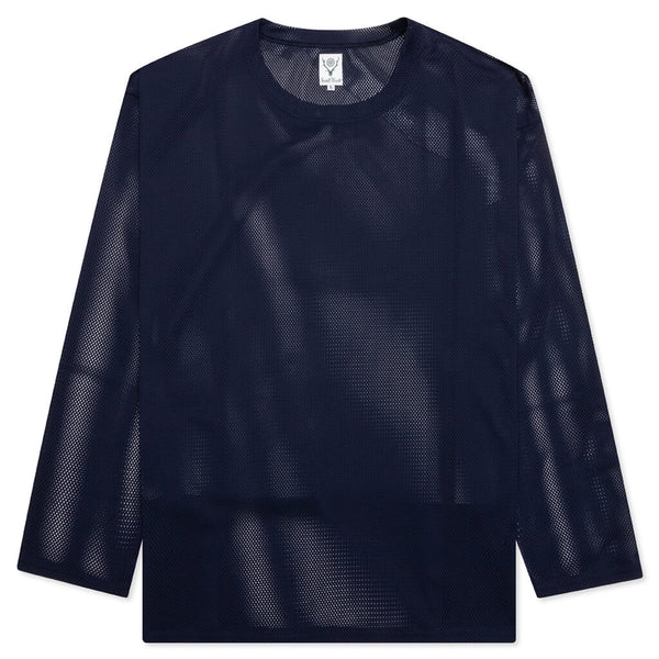 Crew Neck S/S Shirt Knit Mesh - Navy