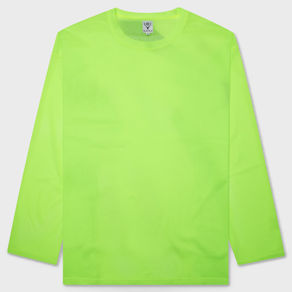 Crew Neck S/S Shirt Knit Mesh - Neon Green