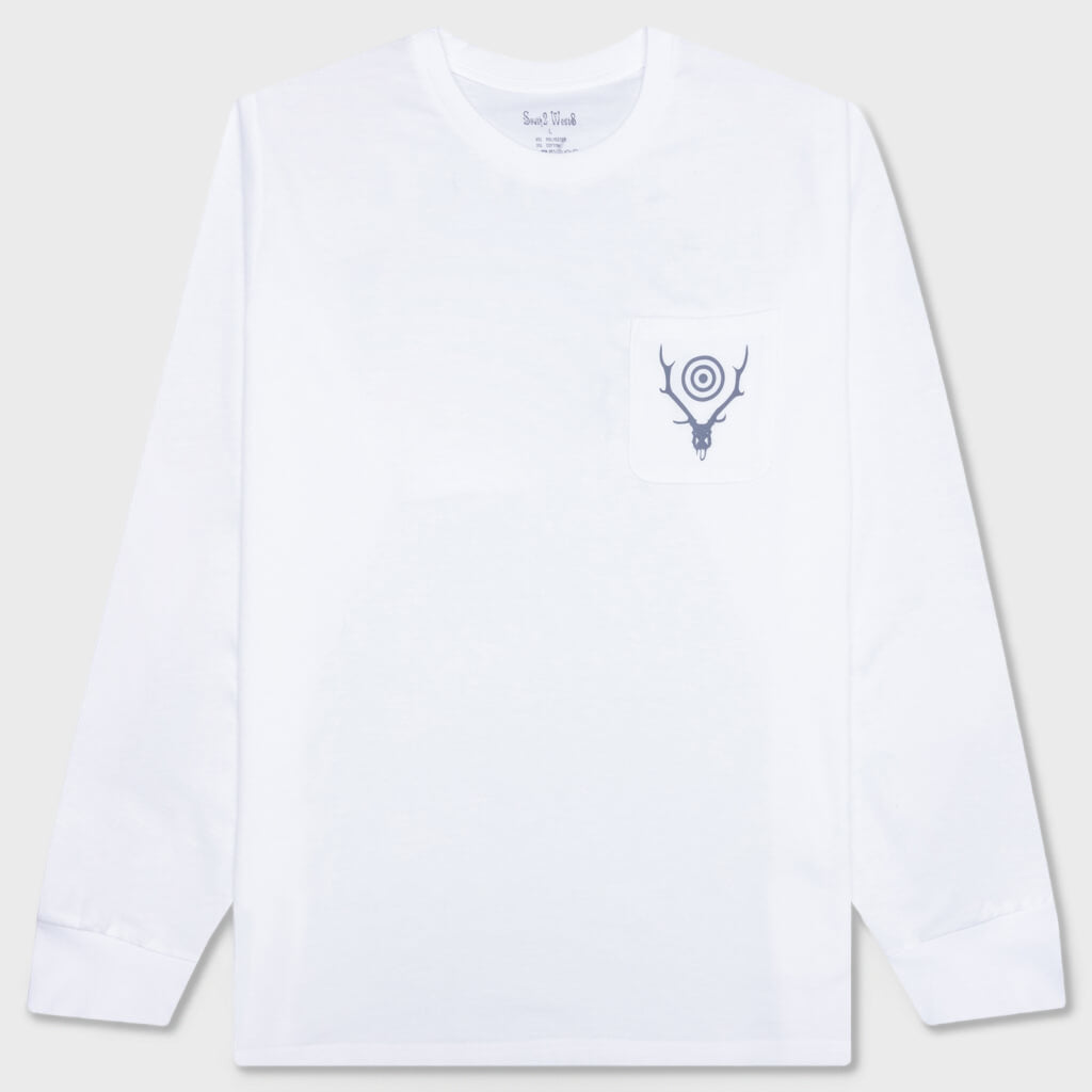 L/S Round Pocket Tee - White