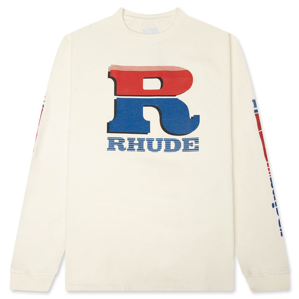 Split Petrol Logo L/S Tee - Vintage White/Red/Blue – Feature
