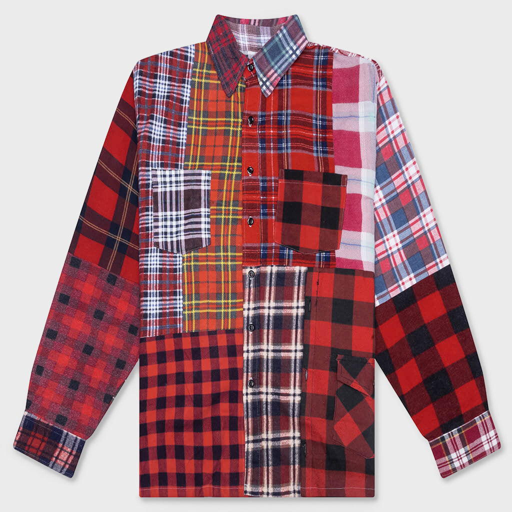 Straight Hem Flannel Shirt - Assorted