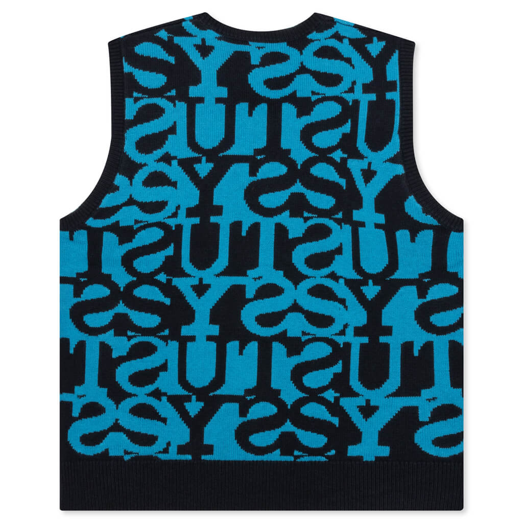STUSSY STACKED SWEATER ステューシー ニット ベスト 青黒（STUSSY 