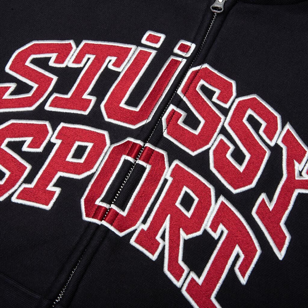 Stussy Sport Zip Hood - Washed Black – Feature