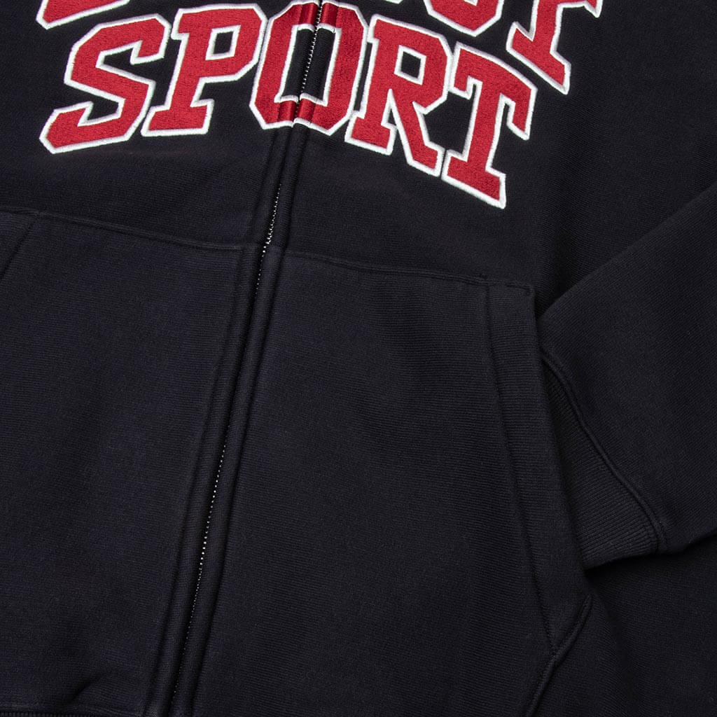 Stussy Sport Zip Hood - Washed Black – Feature