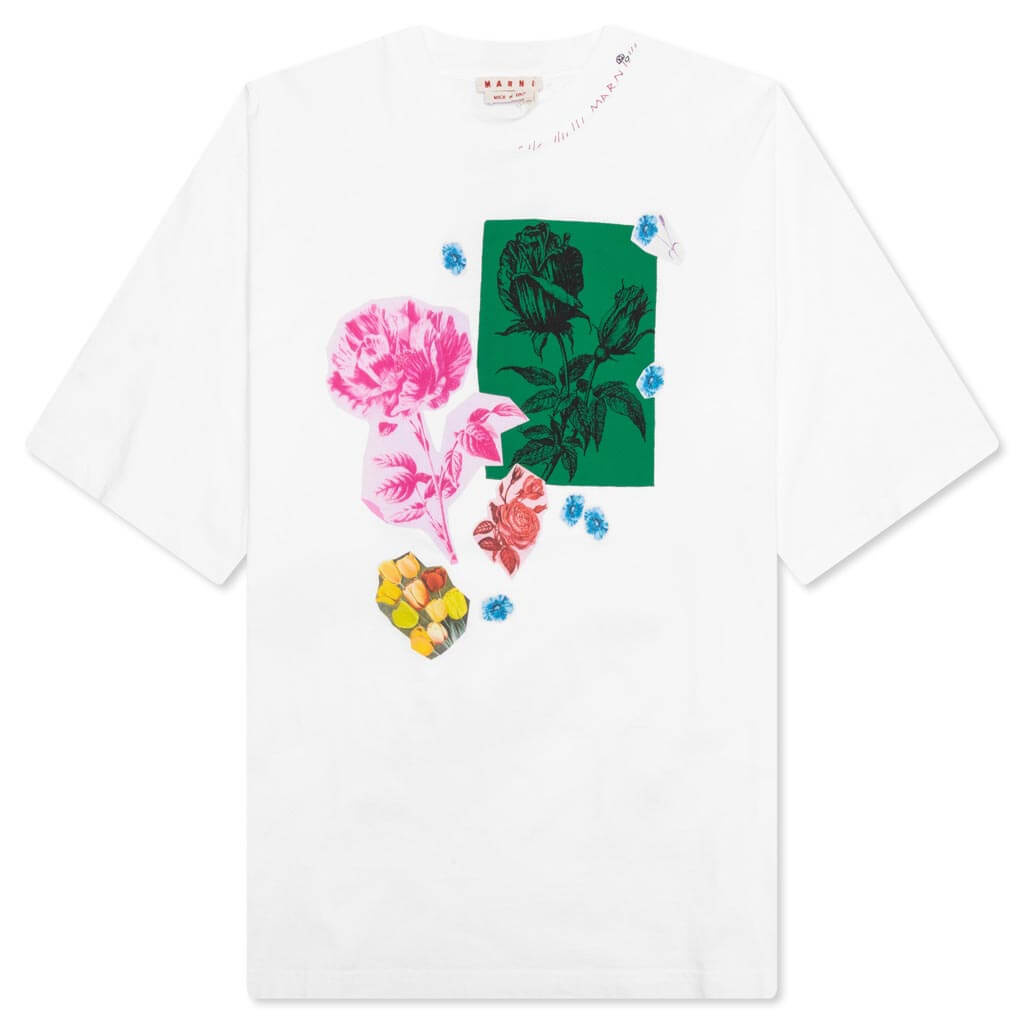 ■MARNI■ Flower Short Sleeve T-Shirt Lily White THJET49P03U T-Shirt---Lily-White-