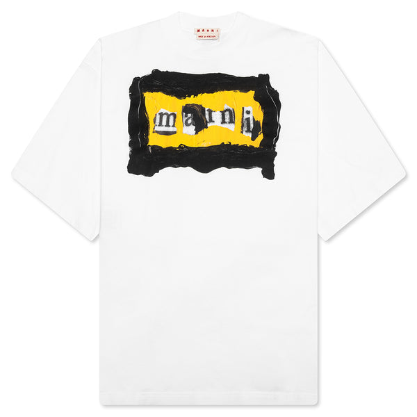 Painted On Collage Yellow Logo T-Shirt - Lily White – Feature