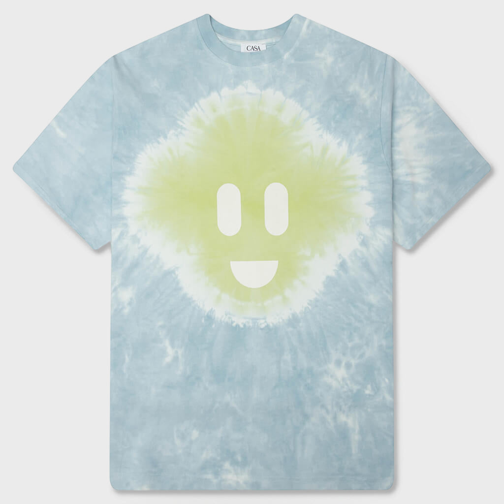 Tie Dye Smiley Oversized T-Shirt - Tie Dye Blue