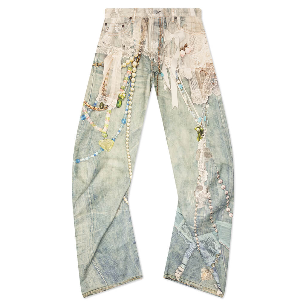 1981 Loose Fit Trompe-l'oeil Print Denim - White/Green – Feature