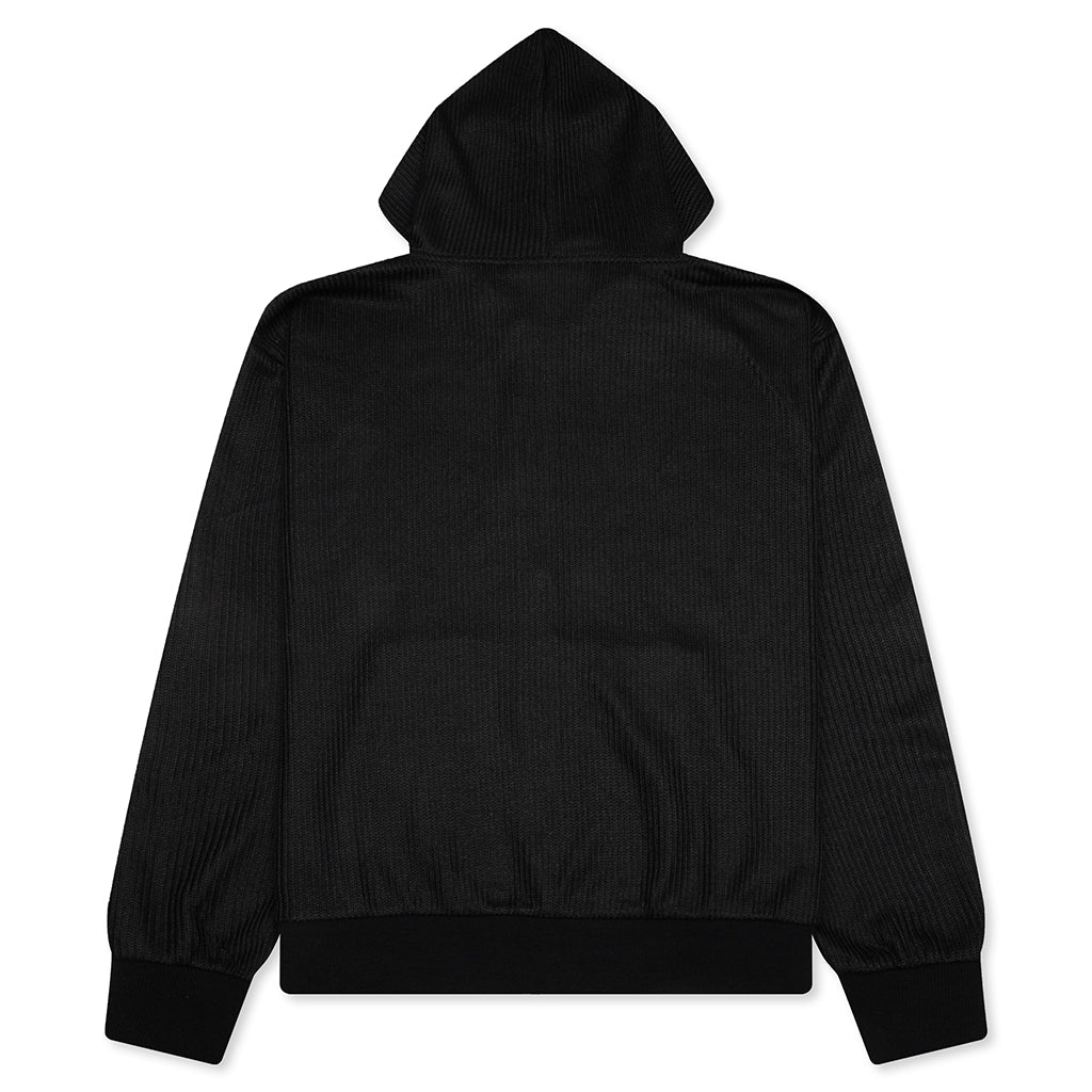 Crochet Knit Zip Hoodie - Washed Black