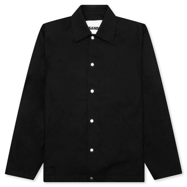 Logo Print Shirt Jacket - Black – Feature