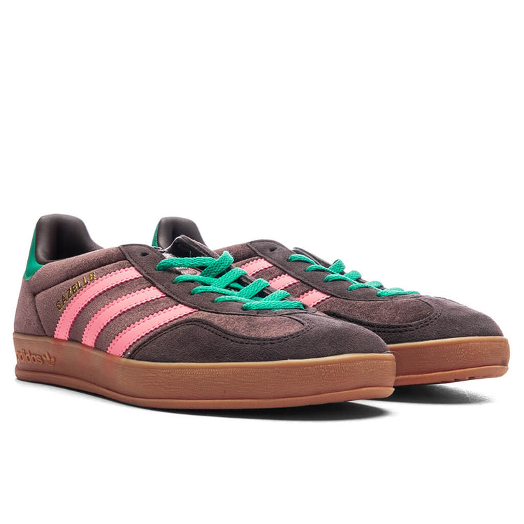 Women's Gazelle Indoor - Dark Brown/Pink Glow/Court Green Feature Women's Gazelle Indoor - Dark Brown/Pink Glow/Court Green Feature