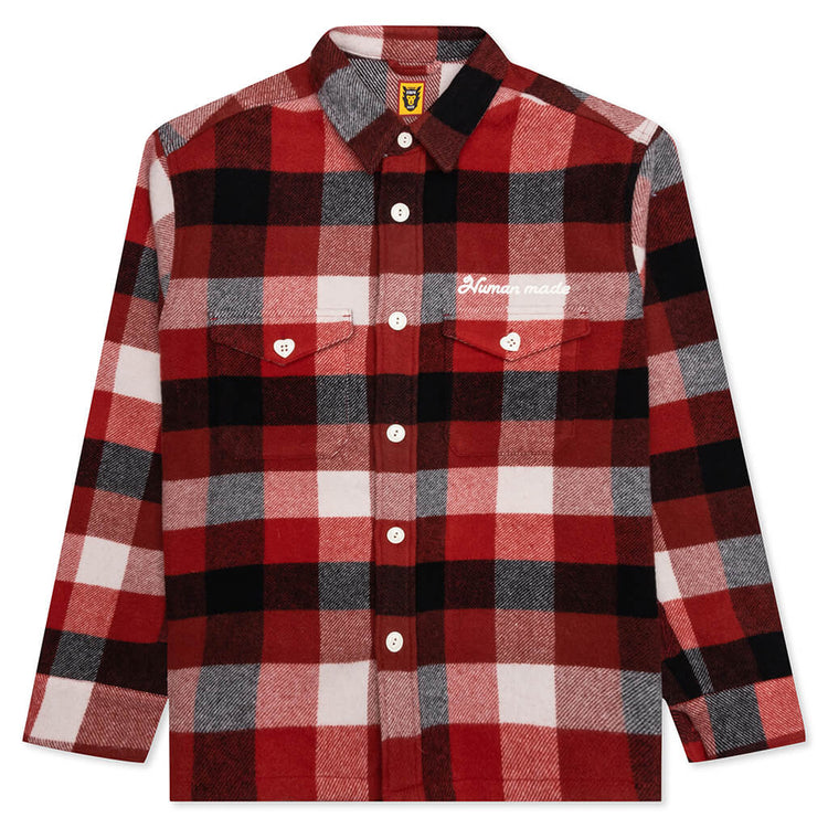 Wool Beaverblock Check Shirt - Red – Feature 