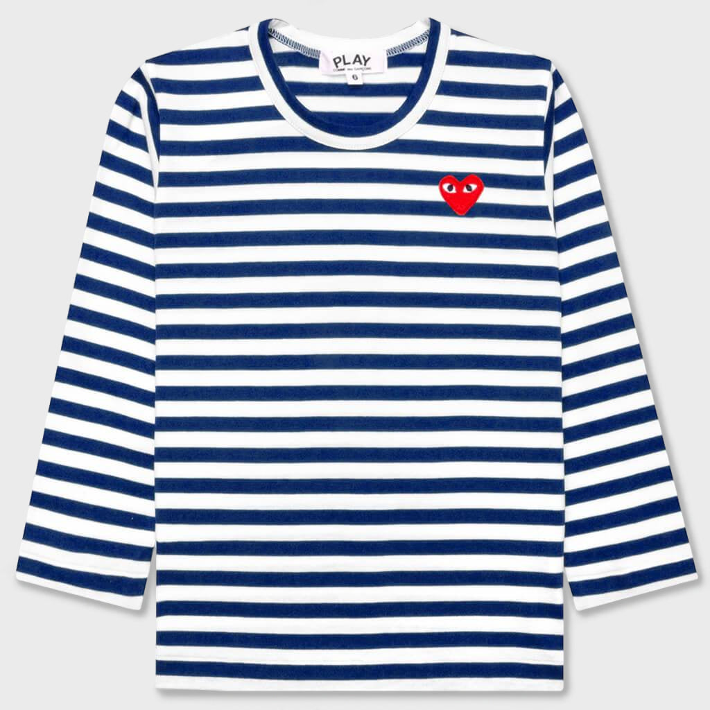 Kid's Striped L/S T-Shirt - Navy/White