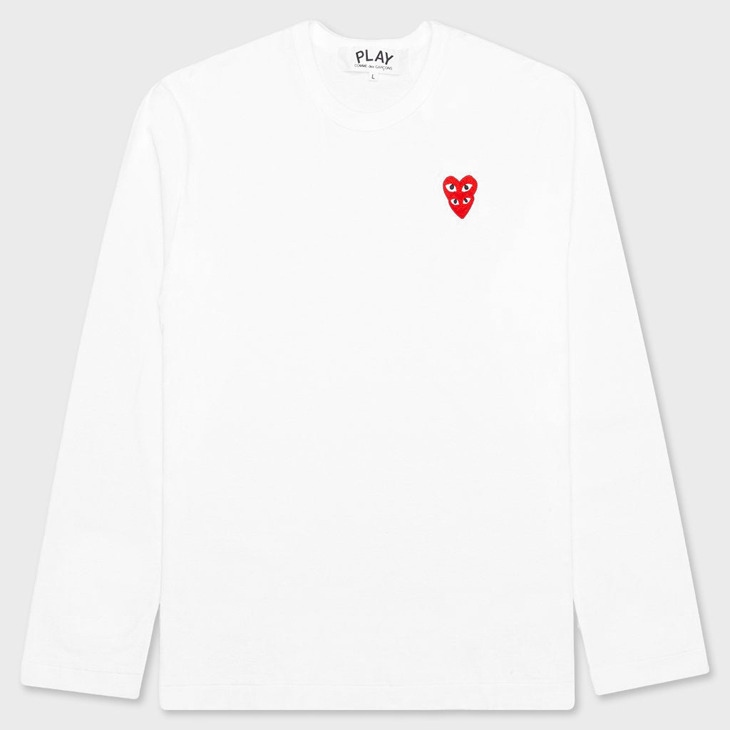 Stacked Heart L/S T-Shirt - White