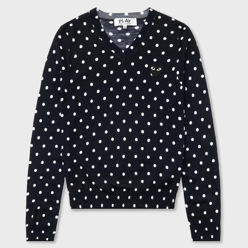 Womens Polka Dot Sweater - Navy