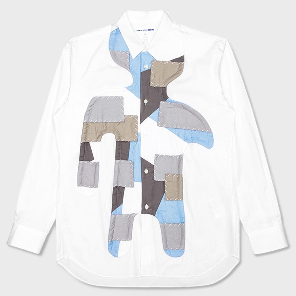 Comme Des Garcons SHIRT Mens Woven - White/Dark Grey