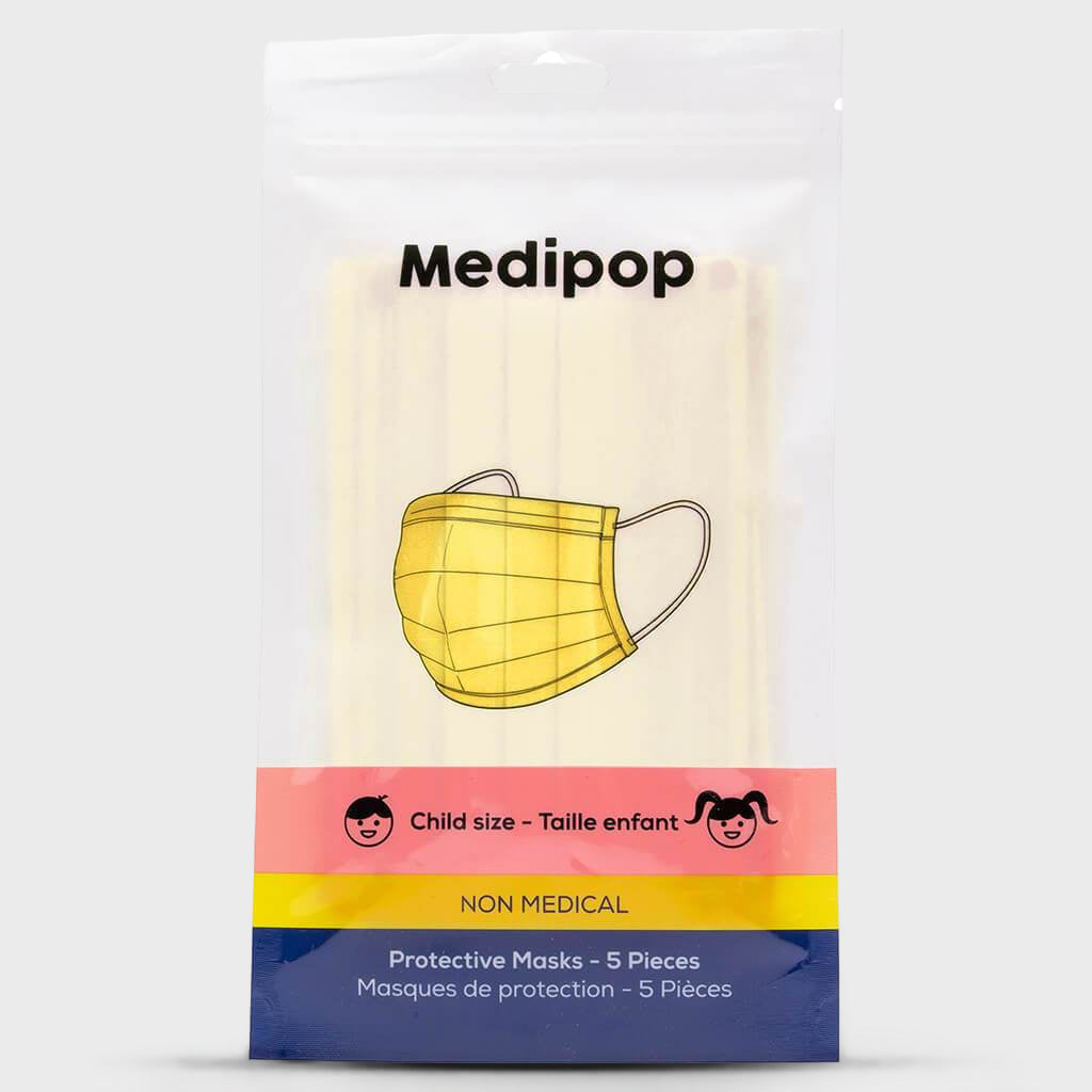 STANDARD Protective Masks Child 5 Pack - Neon Yellow