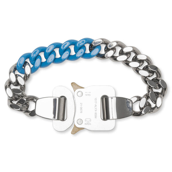 Colored Links Buckle Bracelet - Silver/Electric Blue